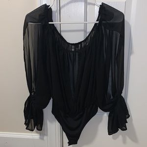 Missguided sheer long sleeve bodysuit